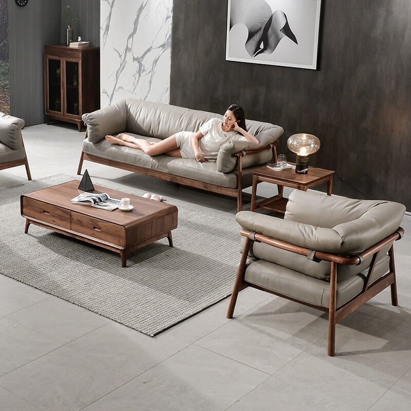 Printed Youth (Youth) North American black walnut sofa side table Simple light luxury living room solid wood small apartment square table corner table North American black walnut 70*70*50cm