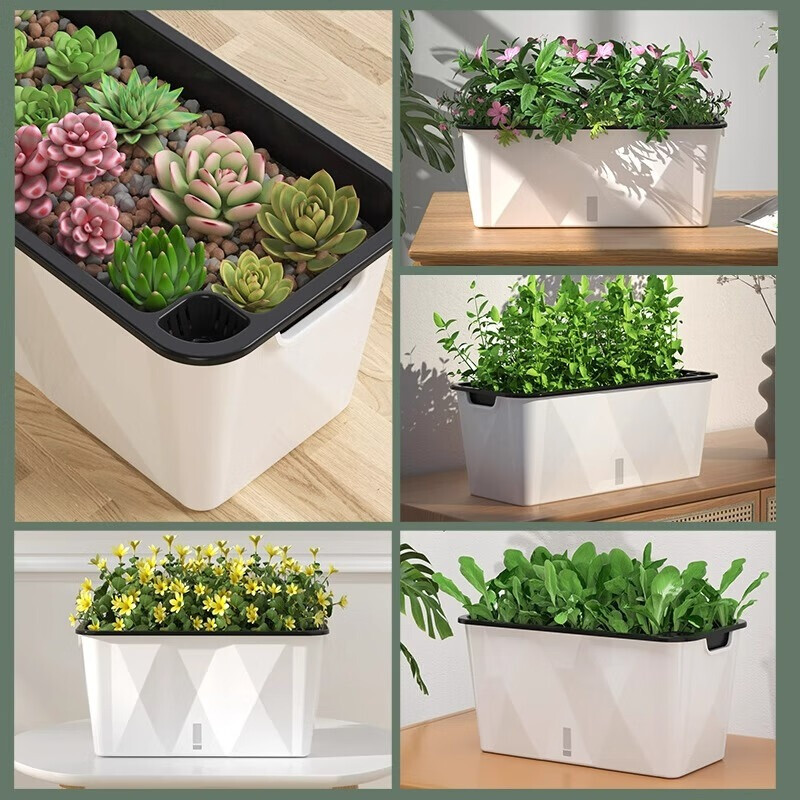 Devo various vegetable pots rectangular planting box plastic thickened automatic water-absorbing flower pot vegetable planting box vegetable planting basin large