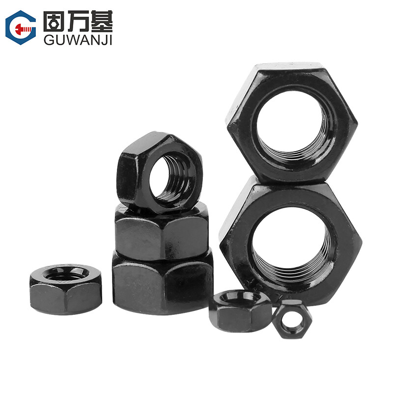 Guwanji black 304 stainless steel hexagonal nut nut screw cap large national standard fastener M8 10 pieces