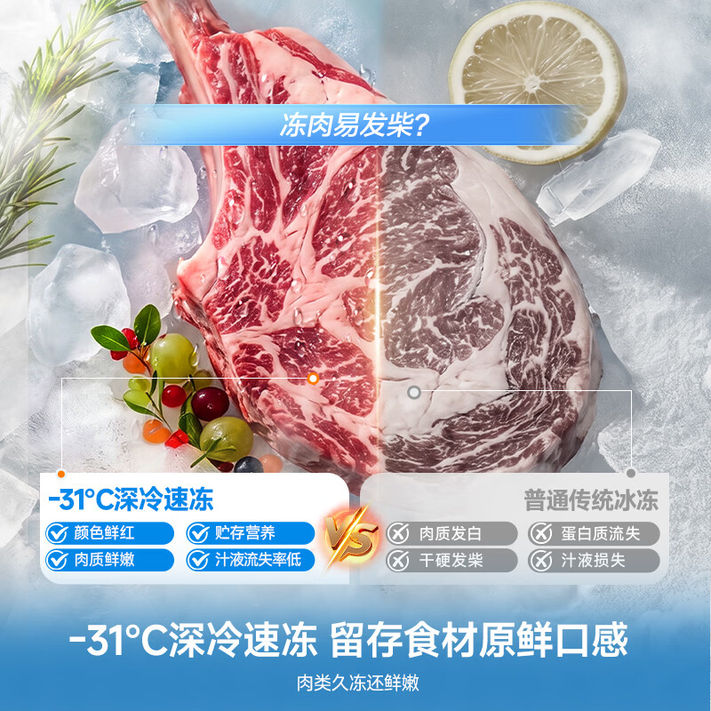 Rongsheng 557L double side-by-side refrigerator large capacity new level energy efficiency air-cooled frost-free dual frequency conversion energy-saving and odor-free trade-in national subsidy SR-557D30SNLBD