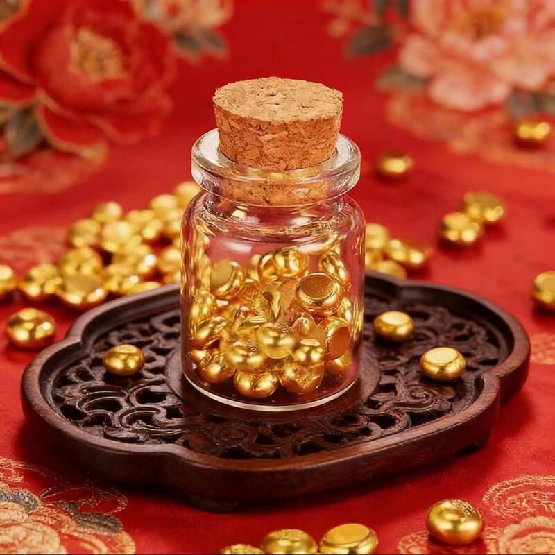 Yusenyi Gold Small Golden Bean Pure Gold 999.9 Golden Bean Gold Savings Investment Gold Collection Pure Gold Transfer Beads Investment White Bar Installment 5g with Certificate + Gold Savings Bottle
