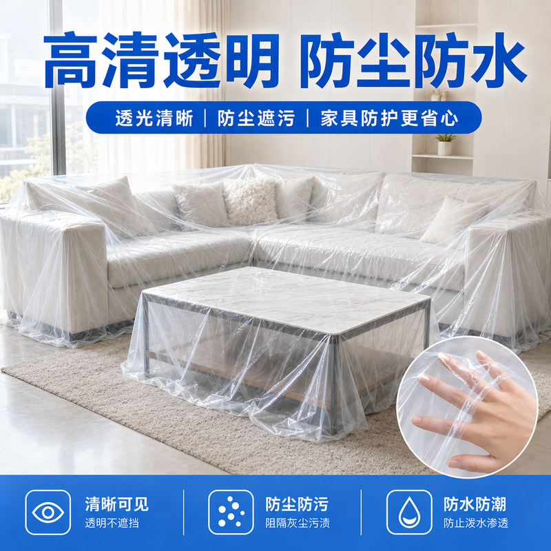 Mingyu decoration covering with thickened transparent furniture waterproof universal cover cloth insulation window sealing agricultural film custom-made thin 3 wires 0.03mm wide 2 meters 2mx5m