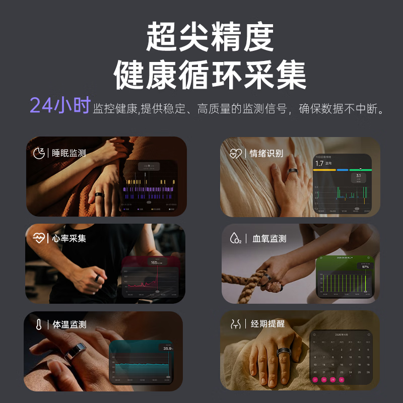 Lotus Purple Star LotusRing Smart Ring AI Health Monitoring Vibration Reminder Sleep Insight Sports Tracking Vibration Touch Interaction for Incoming Calls Smart Ring Black No. 8