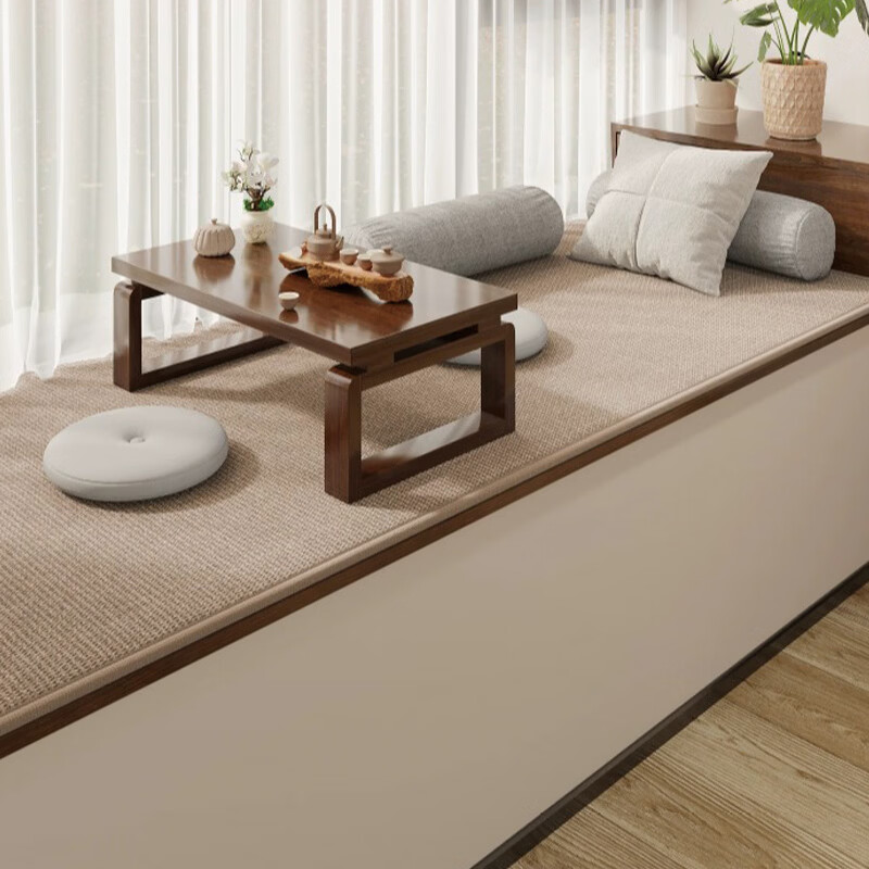Di Zhuoyi New Chinese Style Linen Bay Window Mat Window Sill Mat Four Seasons High-end 2026 New Balcony Mat Customized Salima Memory Foam Bay Window Mat-2.5cm Thick Fuyan Wanshi Ruyi 80cm*210cm