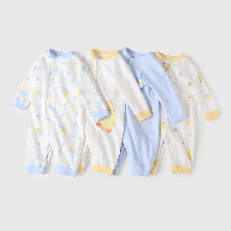 Youqi baby clothes for boys and girls, spring long-sleeved jumpsuits for boys and girls, front-open autumn clothes, two-piece rompers