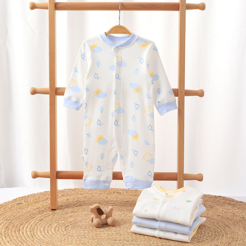 Youqi baby clothes for boys and girls, spring long-sleeved jumpsuits for boys and girls, front-open autumn clothes, two-piece rompers