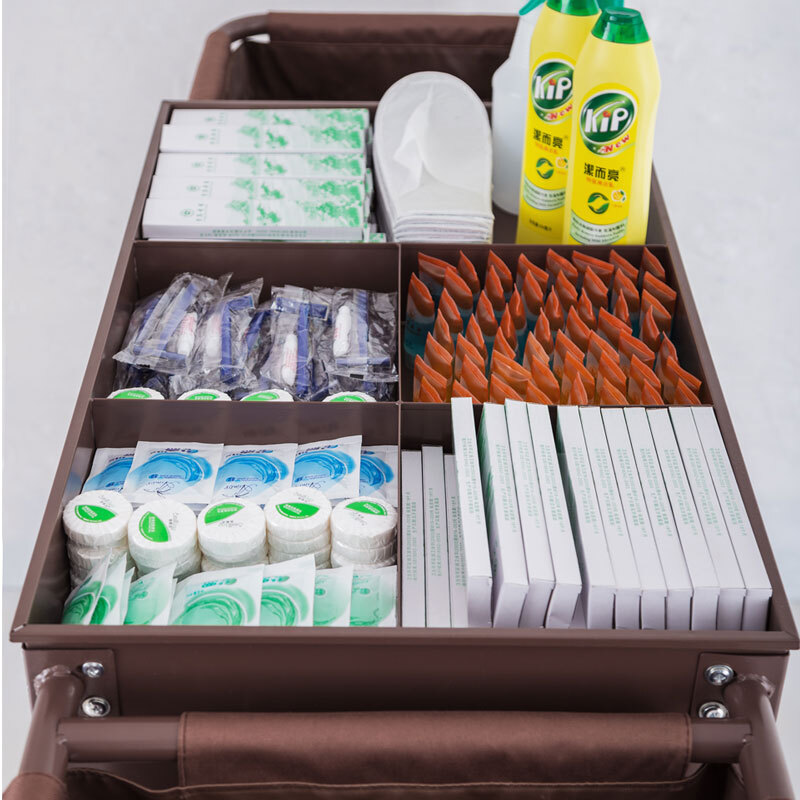 Hotel room multi-function hand push linen cart cleaning work cart cleaning cart bag room entrance hygiene service cart single side (4-inch ordinary wheel)