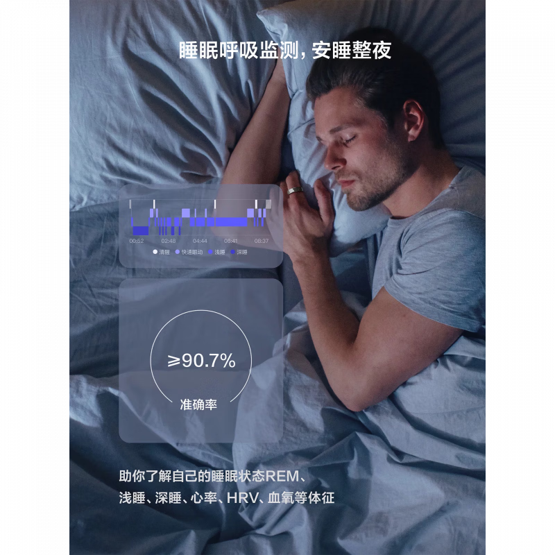 RingConn smart ring sleep and breathing monitoring heart rate blood oxygen physiological period prediction health guidance consultation can be lower Gen 2 Yaoyang Gold No. 8 (18.20mm)