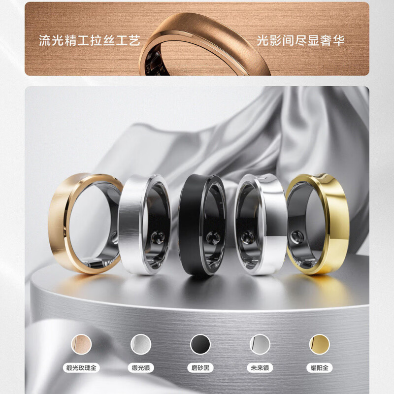 RingConn Smart Ring Heart Rate Blood Oxygen Women's Menstrual Period Blood Pressure Assessment Vibration Reminder Yaoyang Gold No. 6 (17.12mm)