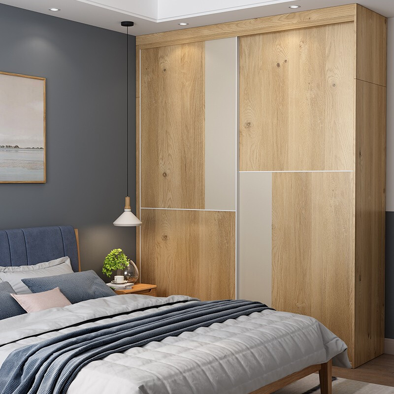 Schneiman whole house customized wardrobe integrated sliding door wardrobe walk-in sliding door bedroom furniture modern simple wardrobe custom-made white cherry (/square meter)