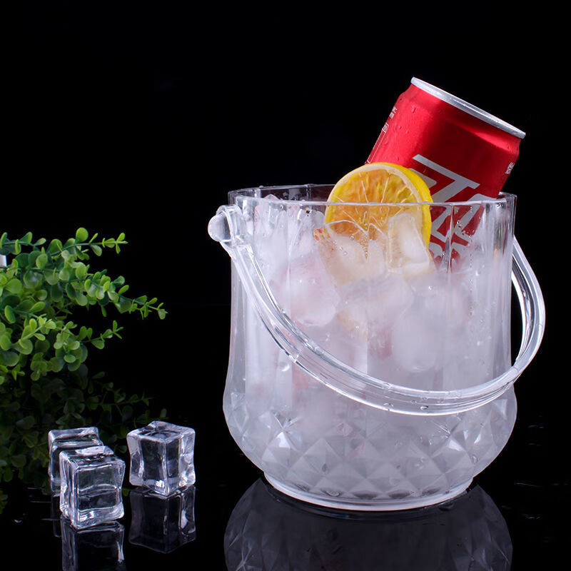 Duowu Acrylic high-value household commercial plastic ice bucket bar ktv internet celebrity small ice bucket beer whiskey bucket diamond crystal ice bucket 1150ML + stainless steel ice clip