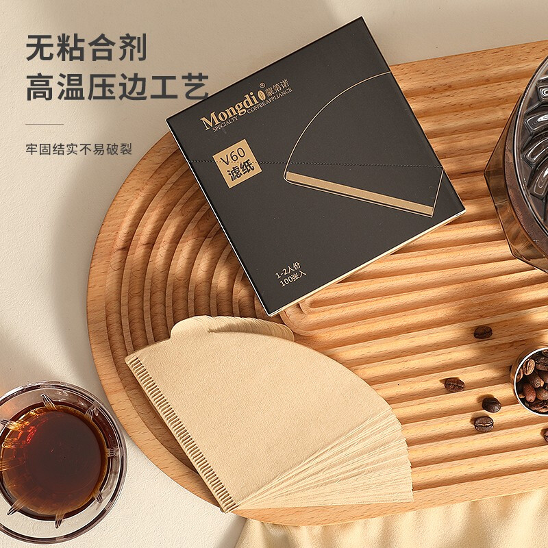 Mongdio Coffee Filter Drip Americano V60 Hand-brewed Coffee Filter V-shaped 2-4 servings original color 100 pieces (7 warehouse delivery)