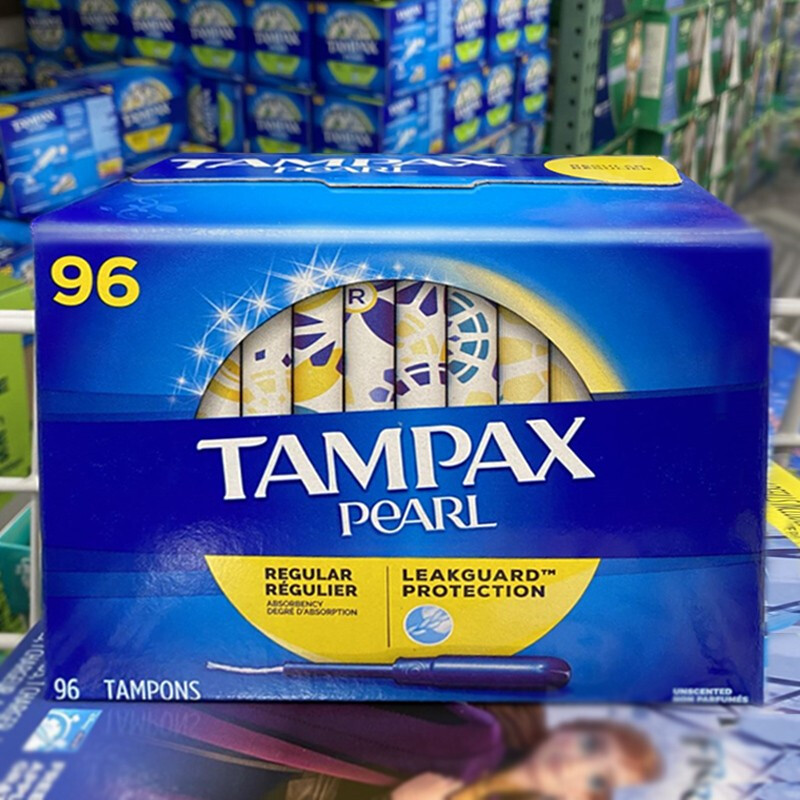 TAMPAX tampons, American long catheter type, non-sensory built-in menstrual swabs, 96 pieces, non-fluorescent, normal flow + large flow, recommended combination