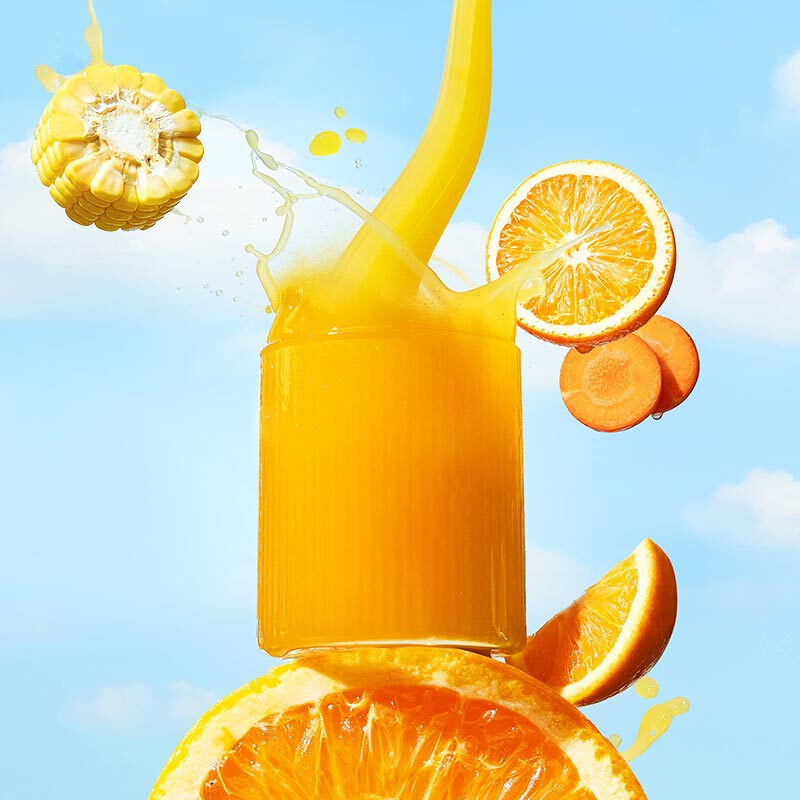 Small bowl of good food fresh orange corn fruit and vegetable juice NFC freshly squeezed children's daily fruit and vegetable juice fruit and vegetable juice * 2 bags