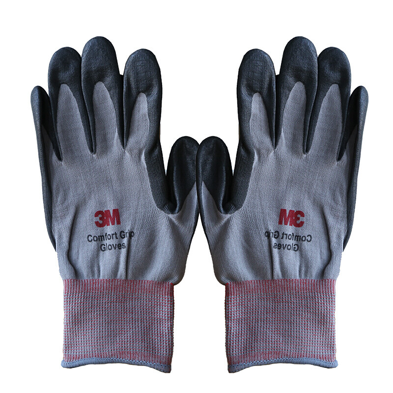 3M sheet metal gloves comfortable anti-slip/wear-resistant/oil-resistant/labor-proof/nitrile palm dipped gloves highly breathable gray L