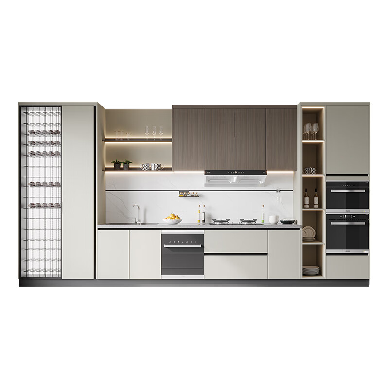 Oppein integrated cabinet customization, scratch-resistant, anti-stain, skin-feeling matte full cabinet, antibacterial upgraded kitchen cabinet package Hilger package price