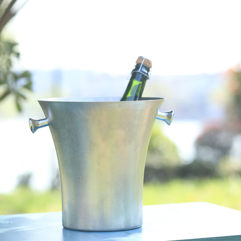 LANGUAGE OF CUP Golden Frosted Stainless Steel Ice Wine Bucket Retro Large Ice Wine Container Champagne Ice Wine Bucket Home Model Room Decoration Golden Frosted 5-liter Ice Bucket