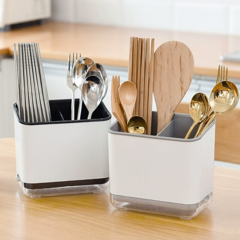 Chopstick basket storage rack holder drain chopstick cage household chopstick cage chopstick tube kitchen tableware spoon storage box wall-mounted gray