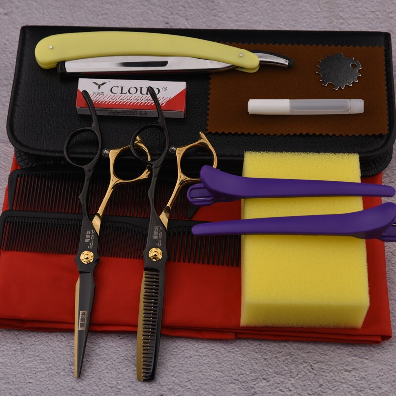 EDWARD hair salon hairstylist professional barber scissors dovetail handle hairdressing scissors hair cutting set C18 cloth leather bag
