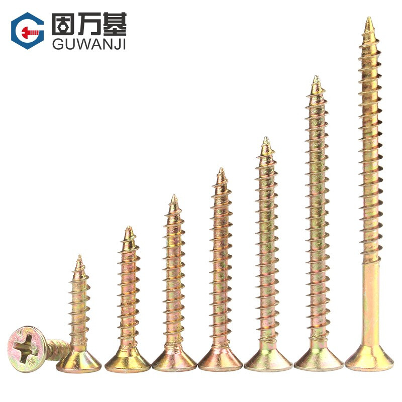 Guwanji Colored Zinc Fiber Nails Plus Hard Dry Wall Nails Cross Flat Head Self-Tapping Screws Countersunk Wood Screws Wallboard Nails Self-Tapping Colored Zinc M4*35-1kg Pack About 250 PCs