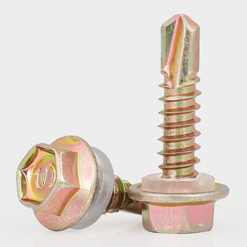 Bingneng external hexagonal drill tail self-tapping screws color steel tile dovetail screws color zinc self-tapping self-drilling screws tapping iron sheet steel M4.8*150 10 pieces