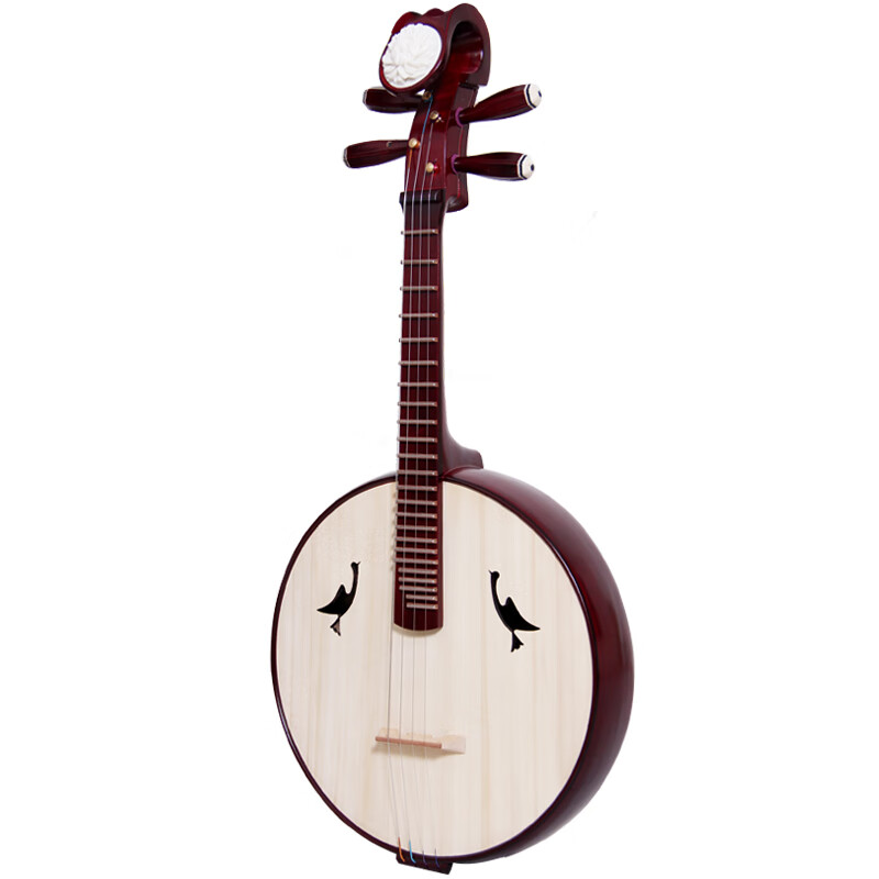 FLOFAIR ethnic plucked instrument hardwood bone flower beginner entry level examination Zhongruan Qin ZR-01 band troupe hardwood unnotched elbow round sound hole Zhongruan