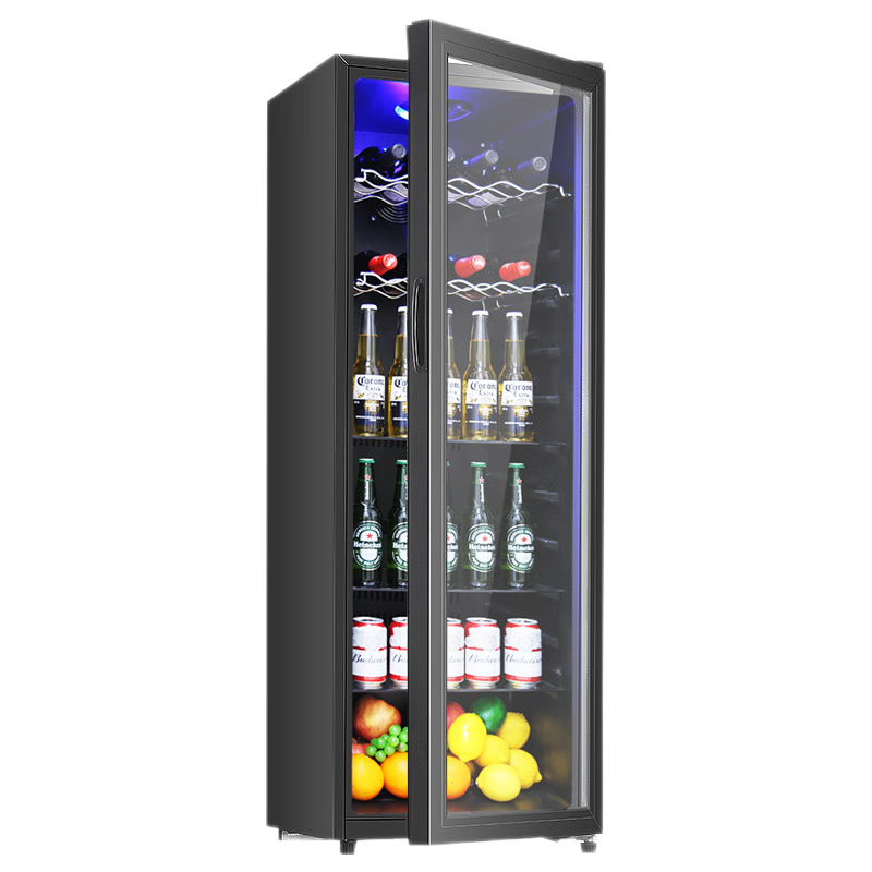 Royalstar Refrigerator Fresh Cabinet Constant Temperature Household Small Ice Bar Commercial Single Door Freezer Wine Cabinet Beverage Cabinet Refrigerator Tea Sample Keeping Office Wine Cabinet Display Cabinet 238 liters air-cooled丨Tempered glass丨Fully refrigerated丨First-class energy efficiency