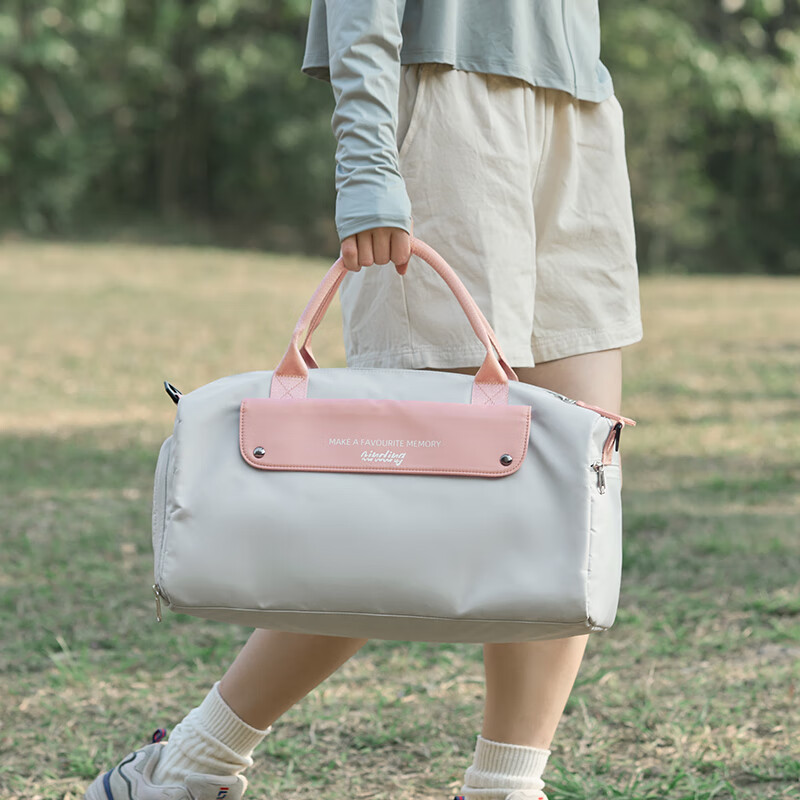 MOONMIX sports fitness bag women's wet and dry separation swimming bag large capacity yoga bag short trip bag hand luggage bag gray