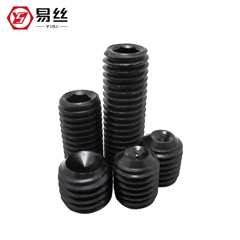 Yisi Class 12.9 DIN916 hexagon socket headless screws concave end tightening machine screws top screw M3 M4 M5 M6 M4*4 (50 pieces)