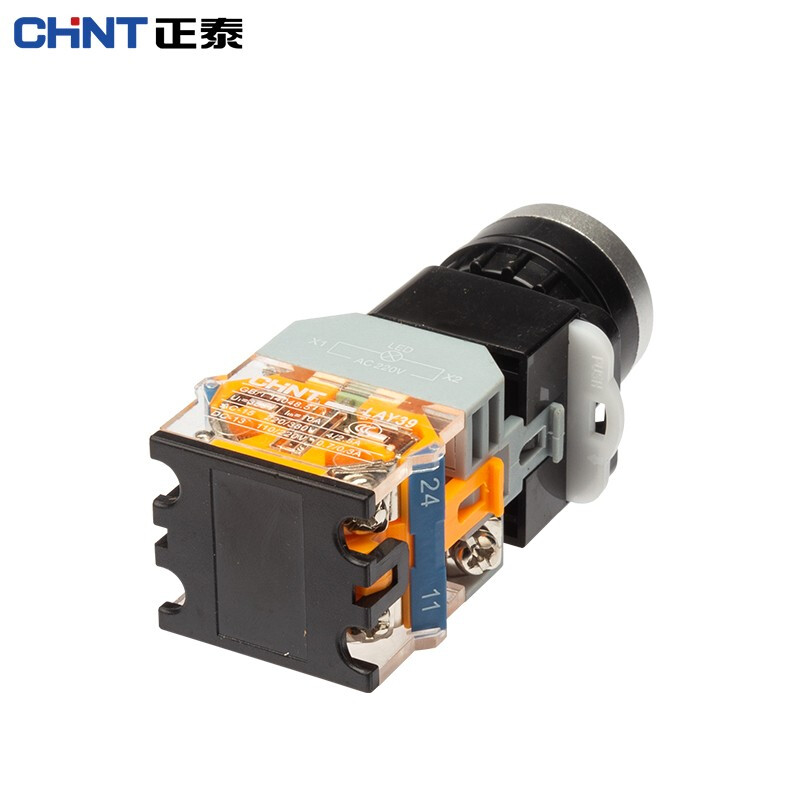 Chint (CHNT) push button switch 220V with light self-locking LAY39B (LA38)-11BNZSD red and green flat button green AC/DC24V