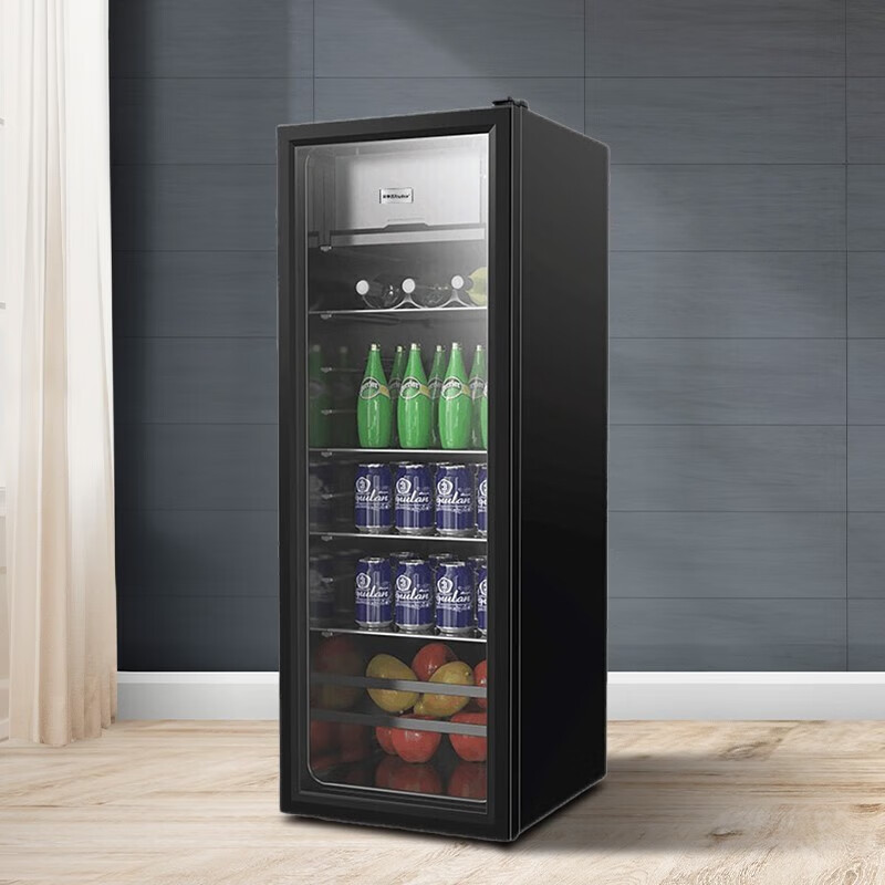 Royalstar Refrigerator Fresh Cabinet Constant Temperature Household Small Ice Bar Commercial Single Door Freezer Wine Cabinet Beverage Cabinet Refrigerator Tea Sample Keeping Office Wine Cabinet Display Cabinet 238 liters air-cooled丨Tempered glass丨Fully refrigerated丨First-class energy efficiency