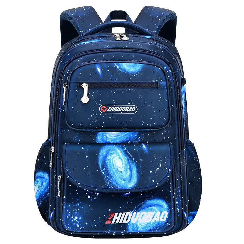 Zhiduobao new schoolbag primary school boy large capacity 1-3-4-6 grade boys decompression and burden children's backpack large starry sky blue + (pen box + watch + pendant)