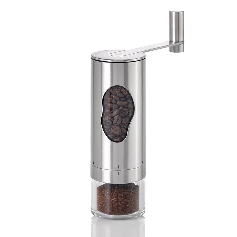 Likuai hand grinder coffee machine imported from Germany, hand-cranked bean grinder, manual coffee bean grinding machine, portable coffee machine, stainless steel color