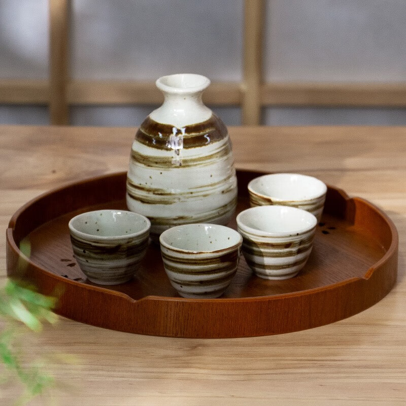 Mino Yaki Japanese-style sake wine set imported from Japan, one pot and four cups for household liquor ceramic wine pot gift set, one pot and four cups gift box set, blue