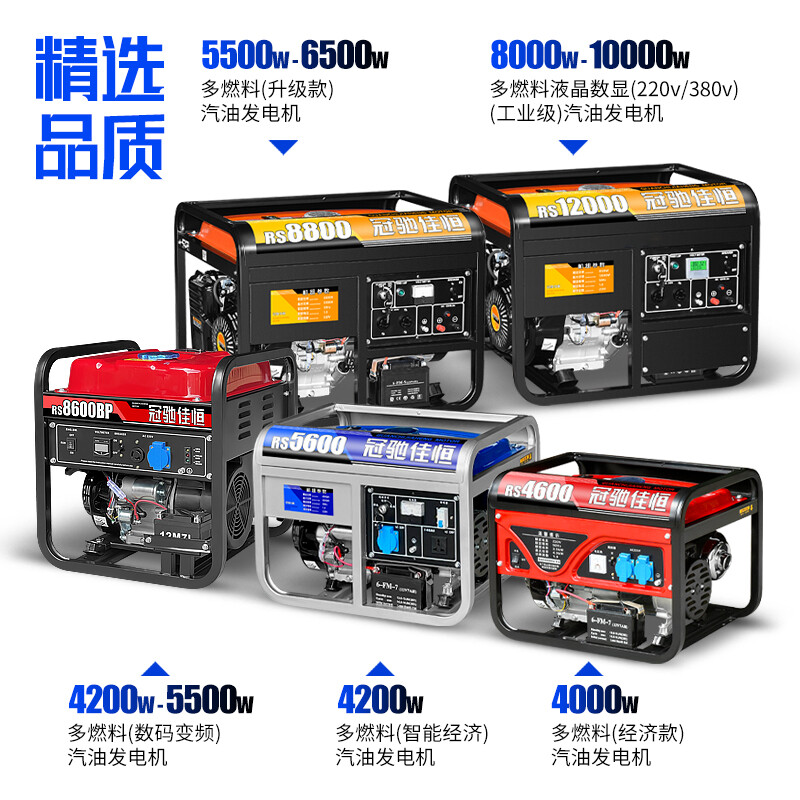 Guanchi Jiaheng gasoline generator 220V household small single-phase 4KW56810 kilowatt three-phase electricity 380V outdoor commercial 4200W flashlight dual start burning gasoline 220V