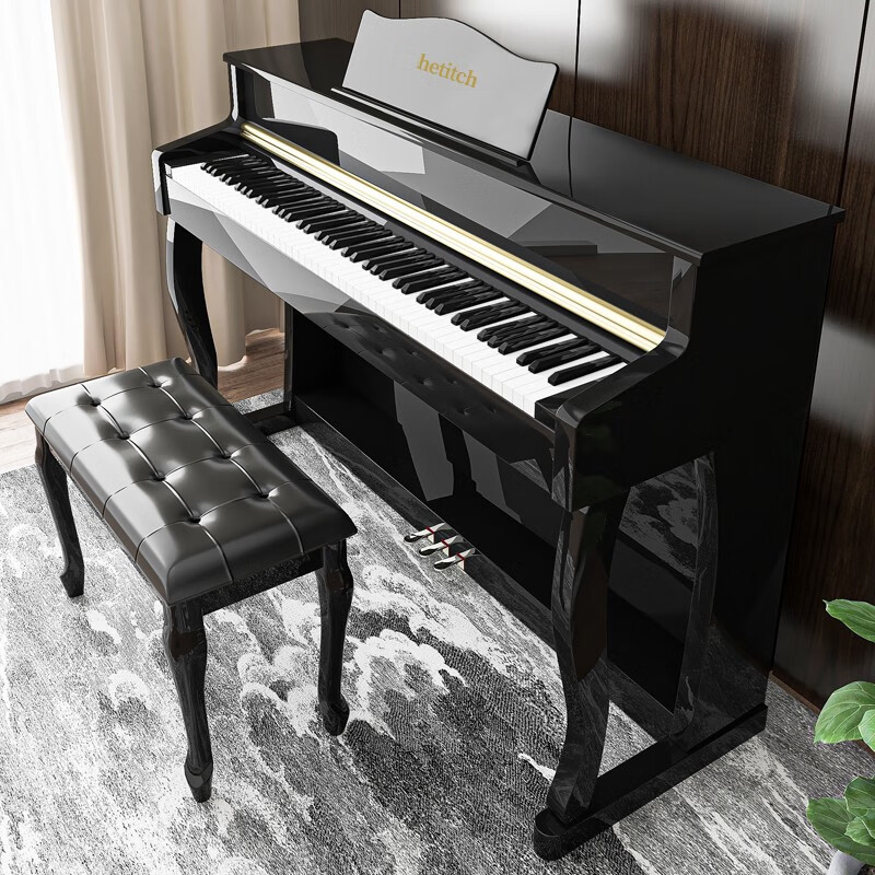 Hettich electric piano 88-key heavy hammer electronic piano for children, beginners, kindergarten teachers, professional adult home digital upright piano P-313 painted black - Bluetooth - full hammer - with piano stool