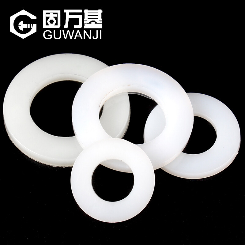 Guwanji white enlarged nylon gasket plastic gasket insulating rubber flat gasket plastic round ultra-thin nylon flat gasket M3*6*1 (200 pieces)