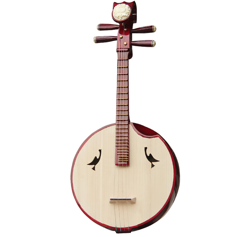 FLOFAIR ethnic plucked instrument hardwood bone flower beginner entry level examination Zhongruan Qin ZR-01 band troupe hardwood unnotched elbow round sound hole Zhongruan