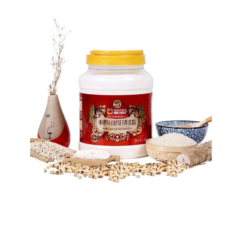 Langchen Youjia Nutritional Yam Rice Powder for the Elderly, Middle-aged and Elderly Rice Powder without Sucrose Liquid Food Adult Meal Replacement Powder No-Cook Corn Style (Suitable for all ages with sugar) 500g*1 can