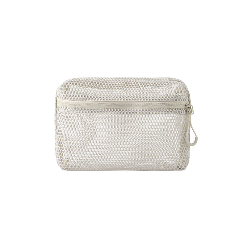 MUJI recycled polyester fiber three-dimensional mesh bag beige approximately 16x11x5cm
