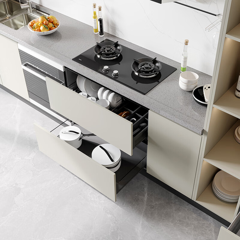 Oppein integrated cabinet customization, scratch-resistant, anti-stain, skin-feeling matte full cabinet, antibacterial upgraded kitchen cabinet package Hilger package price
