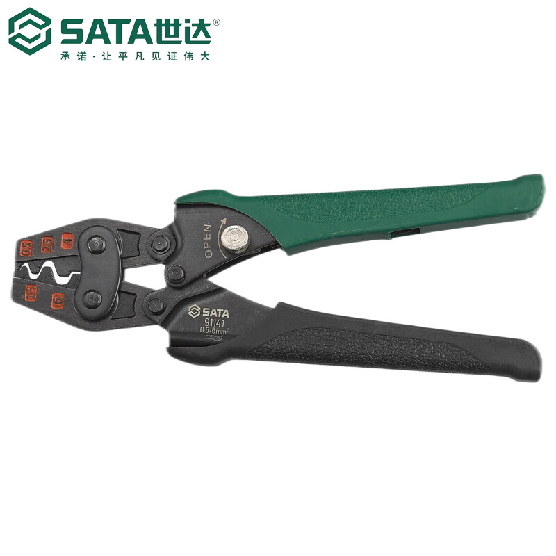 SATA cold-pressed terminal electrician special crimping pliers 91141 powerful bare terminal crimping pliers 0.5-6MM