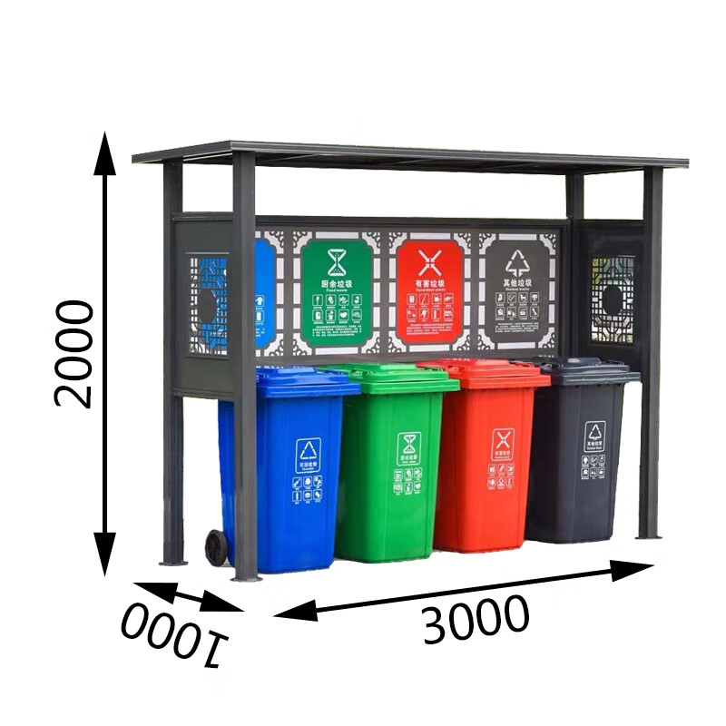Garbage sorting kiosk, outdoor garbage collection kiosk, environmentally friendly garbage, sanitation garbage recycling station, outdoor garbage sorting style four (single kiosk without bucket)