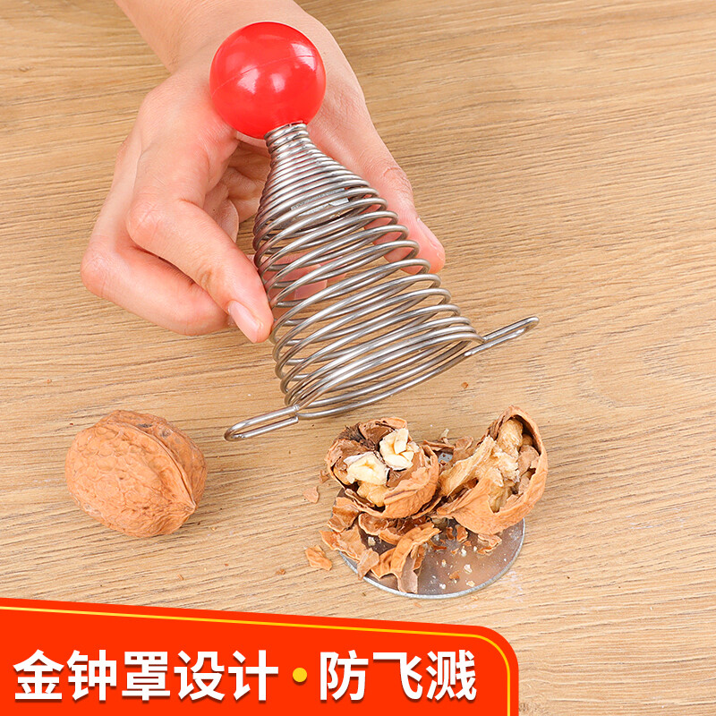 Necooks walnut clipper, innovative stainless steel spring-opening nut sheller, multifunctional, labor-saving sheller, green with cup (with fruit opener)