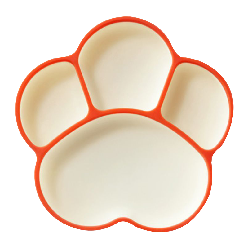 COOKSS baby dinner plate silicone baby learning to eat compartments children's tableware food bowl dinner plate with suction cup double orange
