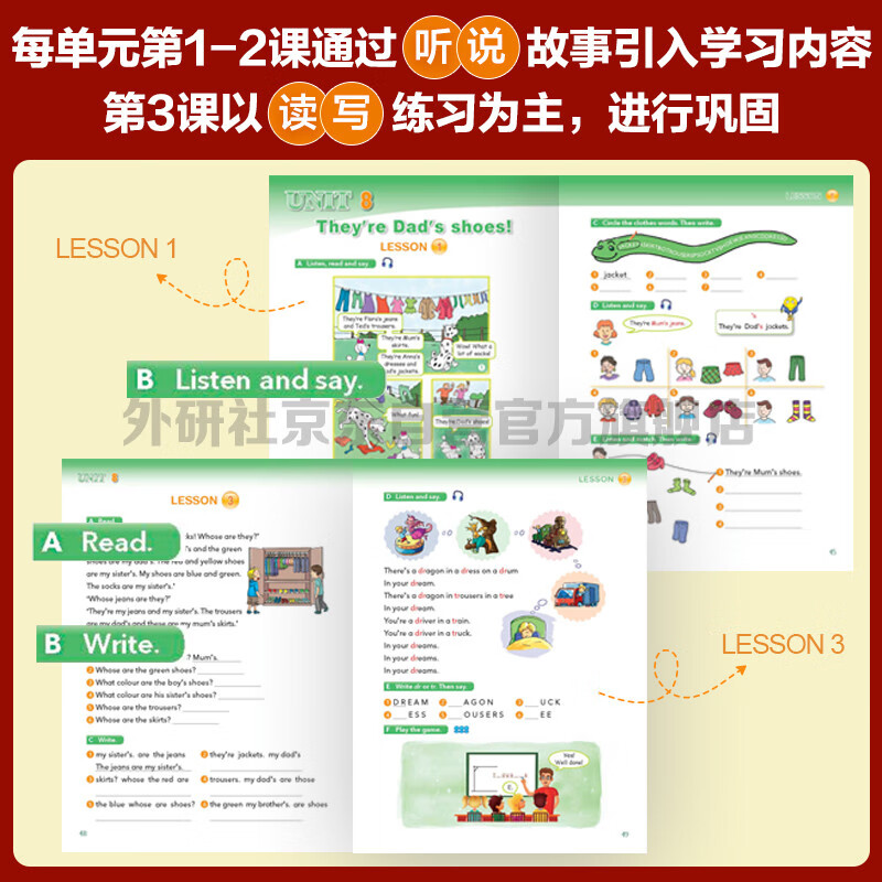 New Concept English Youth Edition Entry-Level B Learning Combo Student Book + Exercise Book (Smart Edition, 2 volumes in total, with key points overview video, word and sentence reading assessment, word practice, interesting dubbing for click reading) Children's English Introductory Enlightenment Textbook Primary School English Foreign Language Research Press