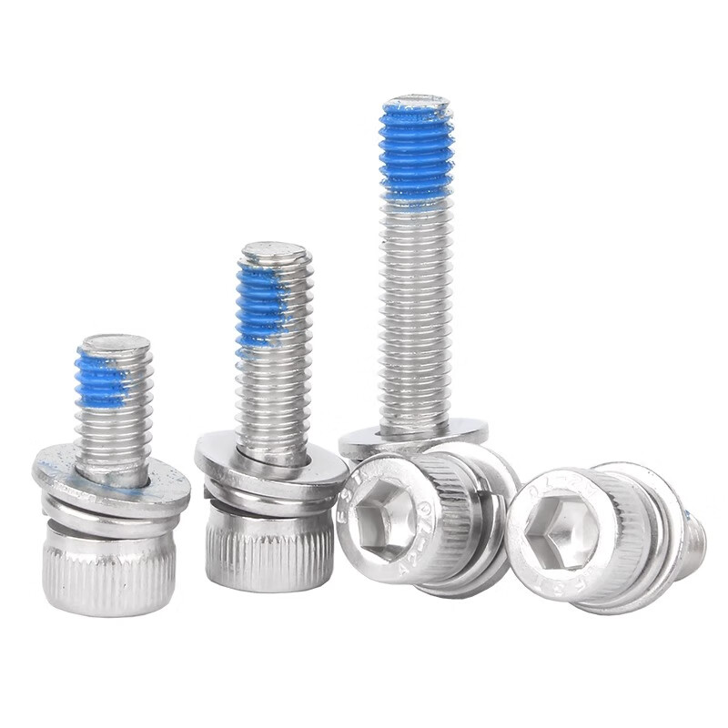 Creaby304 stainless steel cup head inner hexagon three combination dispensing anti-loosening screw cylindrical head glue screw M5x12x10 20 pieces