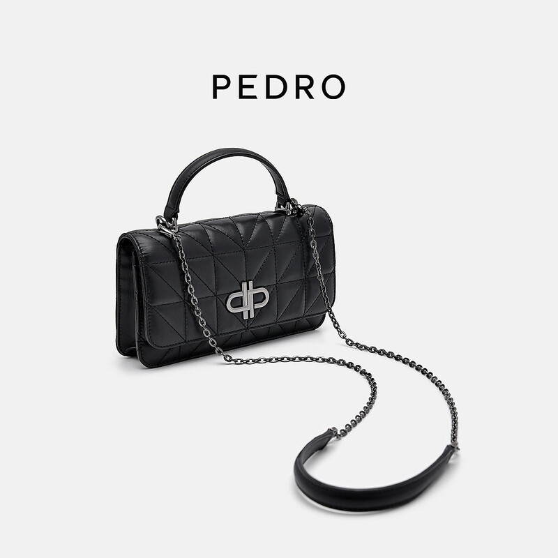 PEDROICON Series Diamond Mini Square Bag Hand-held Shoulder Bag Women's Bag PW4-36500014 Black S
