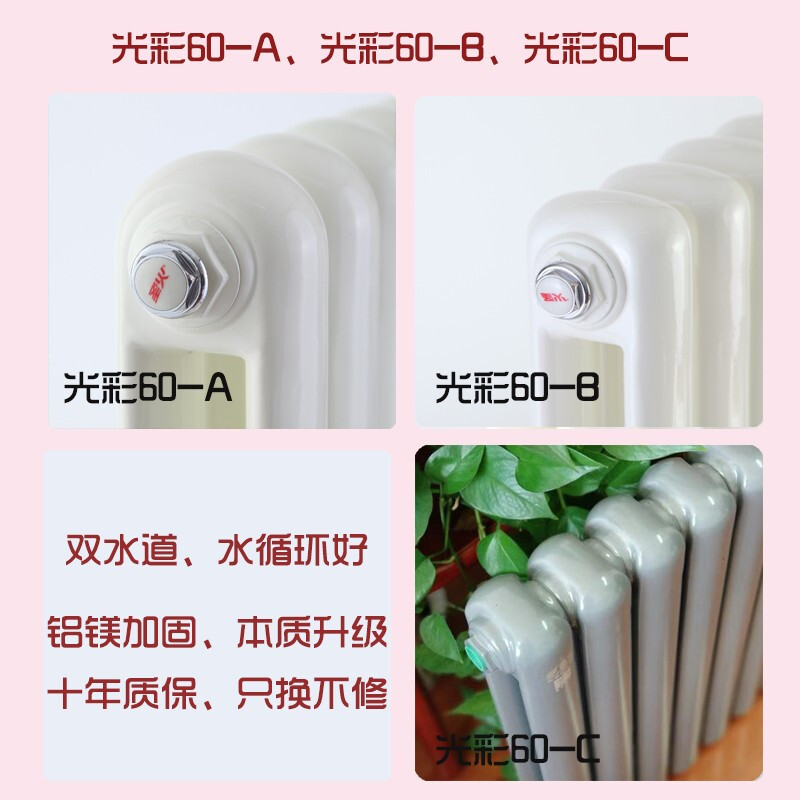 Shenghuo household radiator water heating radiator central heating bathroom steel small basket steel radiator Guangcai 60-B--free replacement for water leakage within 10 years 1500mm