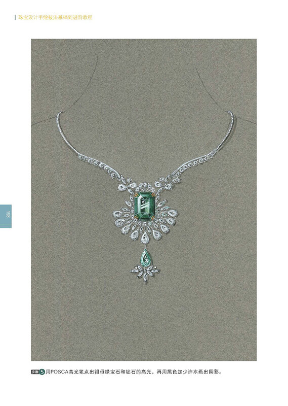 Basic to advanced tutorials on hand-drawing techniques for jewelry design (full color)